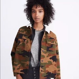 Northward Cropped Army Jacket in Cottontail Camo: Sherpa Edition